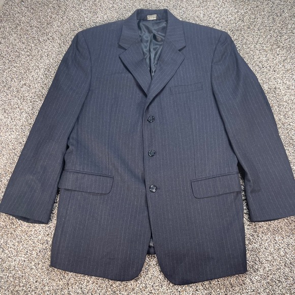 Jos. A. Bank Other - Jos A Bank Mens 43R Blazer Navy Blue Pinstripe Wool Cashmere 3 Button Jacket